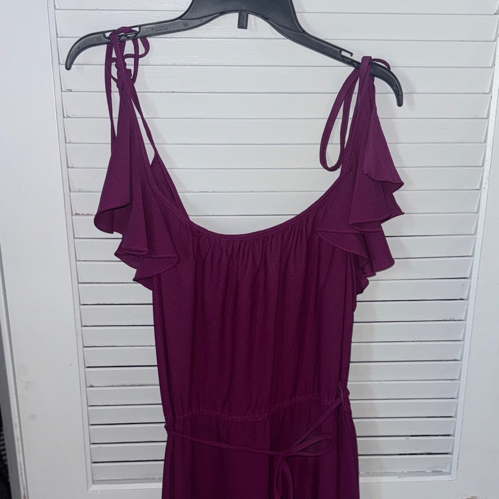 Ruffle Tie-Strap Dress - Deep Plum